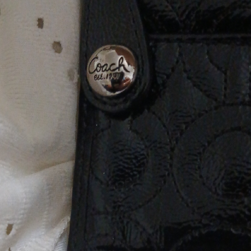 COACH Black Quilted Leather Wallet with Zipper Closure COIN PURSE - Picture 5 of 5